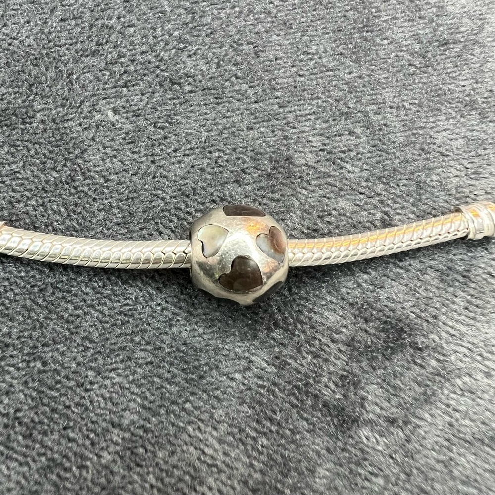 RETIRED Pandora Love Me Black Mother of Pearl Charm